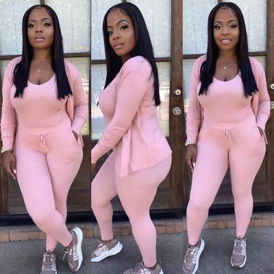 Fashion casual home sports style large three-piece women's suit L5063
