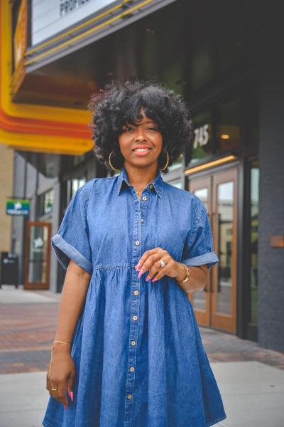 New style denim dress short sleeve slim dress CJ982