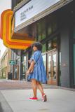New style denim dress short sleeve slim dress CJ982
