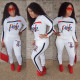 P**K Explosive Three-color Stitching Embroidered Letters Long Sleeve Round Neck and Long Sleeve Two-Piece Set D9212