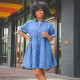 New style denim dress short sleeve slim dress CJ982