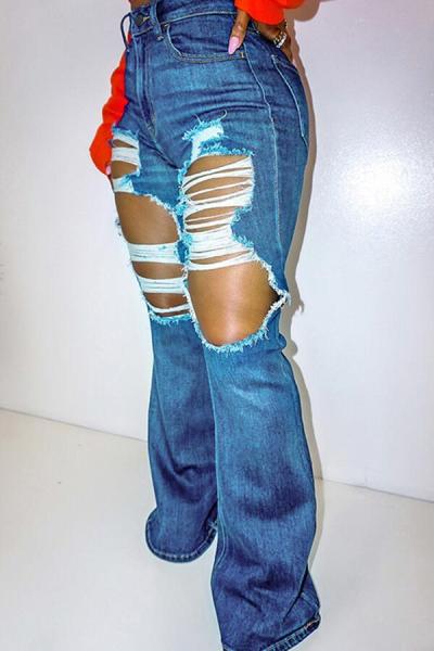 New style ripped jeans flared pants women CJ1096