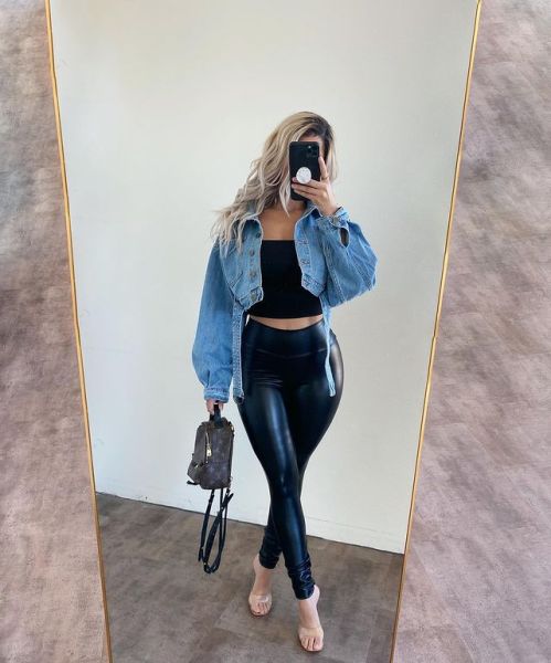 New style loose short women's denim jacket with belt CJ931-1