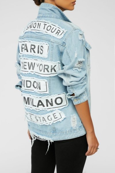 New fashion letter printing loose denim jacket women mid-length CJ936