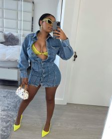 New elastic slim dress mid-length denim jacket CJ1054