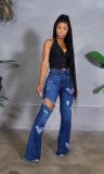 New style frayed jeans flared pants CJ944