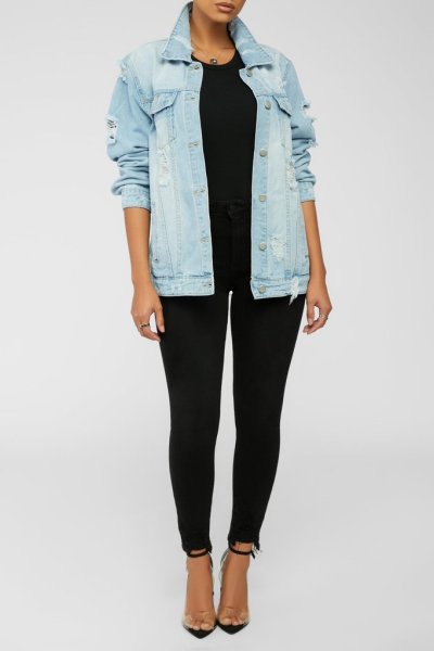 New fashion letter printing loose denim jacket women mid-length CJ936