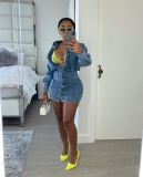 New elastic slim dress mid-length denim jacket CJ1054