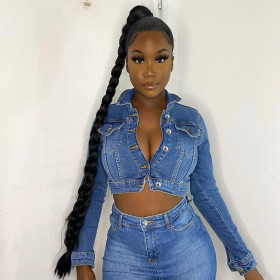Women's short slim slim stretch denim jacket CJ969