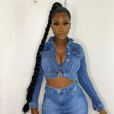Women's short slim slim stretch denim jacket CJ969