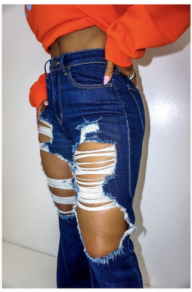 New style ripped jeans flared pants women CJ1096