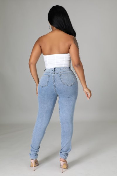 New style elastic lace-up jeans women's feet pants CJ1098