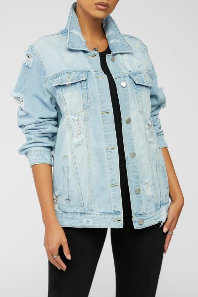 New fashion letter printing loose denim jacket women mid-length CJ936