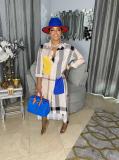 Women's fashion casual print stitching dress OMM1276