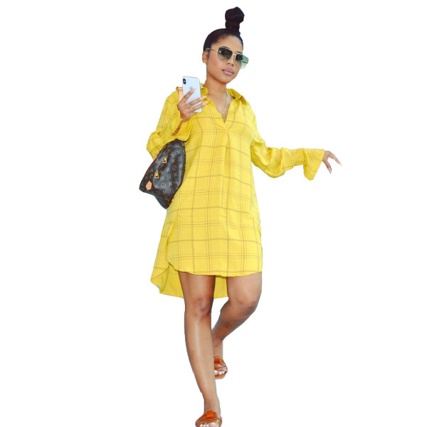 Women's Fashion Casual Printed Shirt Dress OMM1256