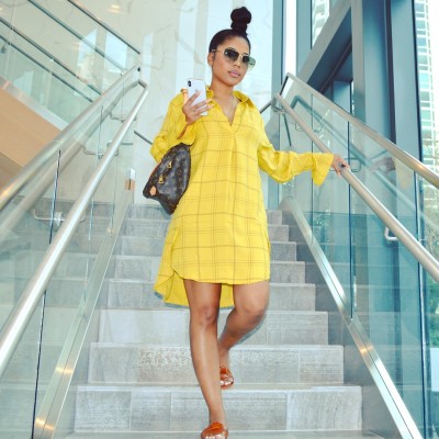 Women's Fashion Casual Printed Shirt Dress OMM1256
