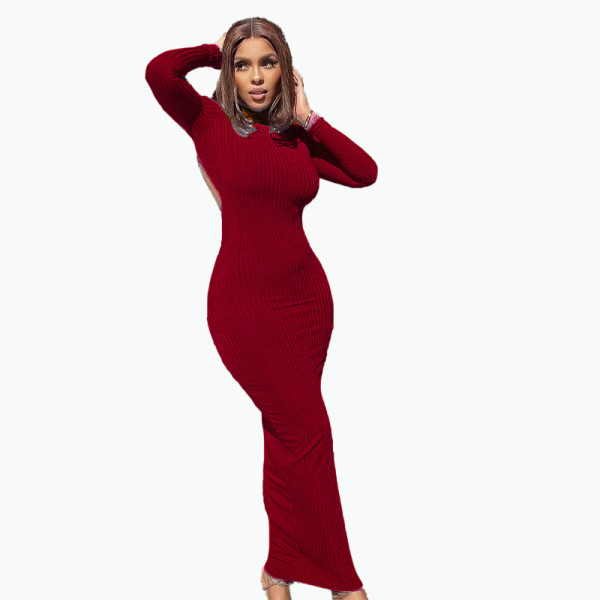 Soft pit strip sexy halter cut-out dress FFT1136
