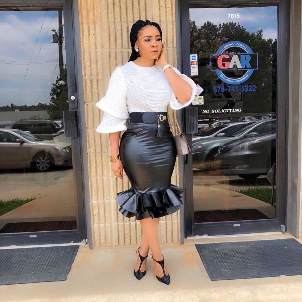 Fishtail skirt with hips, leather skirt, skirt without belt L8032