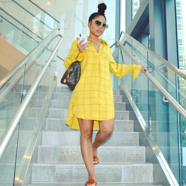 Women's Fashion Casual Printed Shirt Dress OMM1256