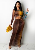 Women's Fashion Casual Hollow Printed Dress OMM1278