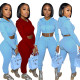 Pure color leisure sports suit pocket hat two-piece suit LM8286