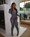 Starlight mesh high stretch print jumpsuit LM8274