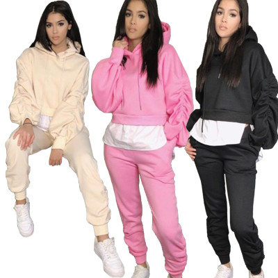 Two-piece pleated hooded personalized hem set AC9113