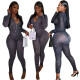 Starlight mesh high stretch print jumpsuit LM8274