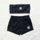 Sexy solid color embroidered letters wrapped chest shorts suit D9357