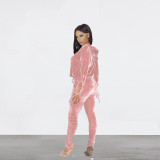 Korean velvet solid color drawstring two-piece suit AC9112