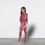 Korean velvet solid color drawstring two-piece suit AC9112