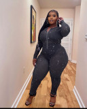 Starlight mesh high stretch print jumpsuit LM8274