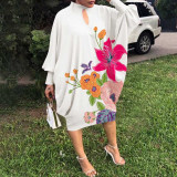 Sexy European and American fashion round neck print skirt K8972