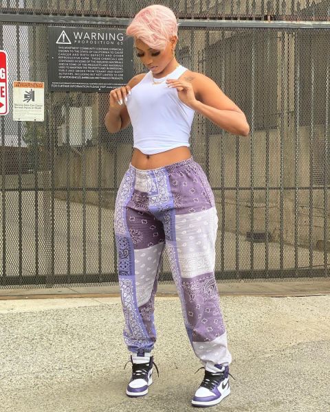 New digital print pattern casual pants AB6645