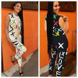 Cute printed sports and leisure two-piece suit AC9099
