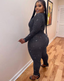 Starlight mesh high stretch print jumpsuit LM8274