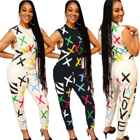 Cute printed sports and leisure two-piece suit AC9099
