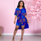 Fashion casual split printing two-piece suit AT5125