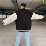 Fall 2021 new women's fashion stand-up collar long-sleeved jacket loose single-breasted baseball uniform jacket women K21C06360