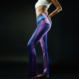2021 Fall Women's New Fashion Contrast Color Printing High Waist Hips Ruffled Straight Casual Pants K21P06226