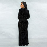 New Hot Sale Flocking Sexy V-neck Fashion Ladies Dress F136