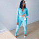 Women's 2021 new autumn/winter fashion zipper long-sleeved cardigan top Slim-fit pleated trousers yoga suit S186239A