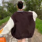 2021 Fall Women's New Fashion Embroidered Contrast Color Stitching Street Shooting Loose Ladies Baseball Uniform Jacket K21C07013