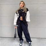 Fall 2021 new women's fashion stand-up collar long-sleeved jacket loose single-breasted baseball uniform jacket women K21C06360