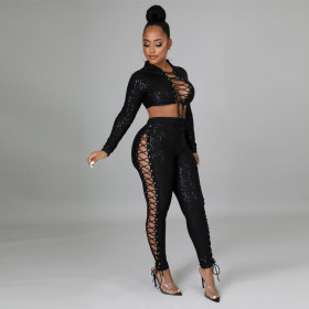 Sequin sexy fashion two-piece women's suit F148