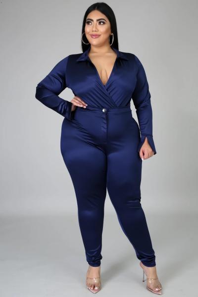 Lapel solid color ladies slim sexy casual suit PP052