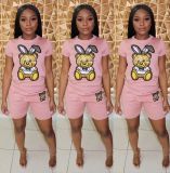 Fashion sequined cartoon short-sleeved shorts Fashion suit Q5090