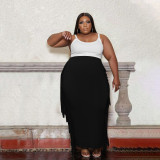 Large size solid color autumn and winter characteristic fringed long skirt PH13262