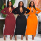Women's plus size sexy deep V fringed dress KY80053