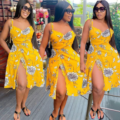 Printed drawstring dress KY8023
